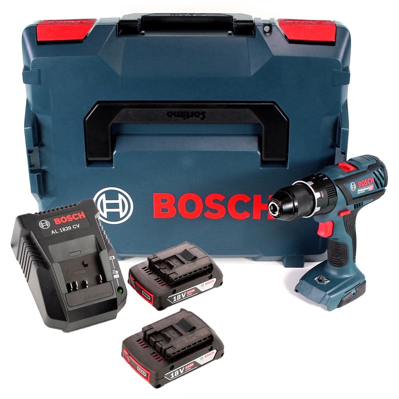 Bosch GSB 18 V-28 Professional Taladro percutor a batera Li-Ion de 18 V en L-Boxx + 2 bateras de 2,0 Ah + cargador (06019H4002)