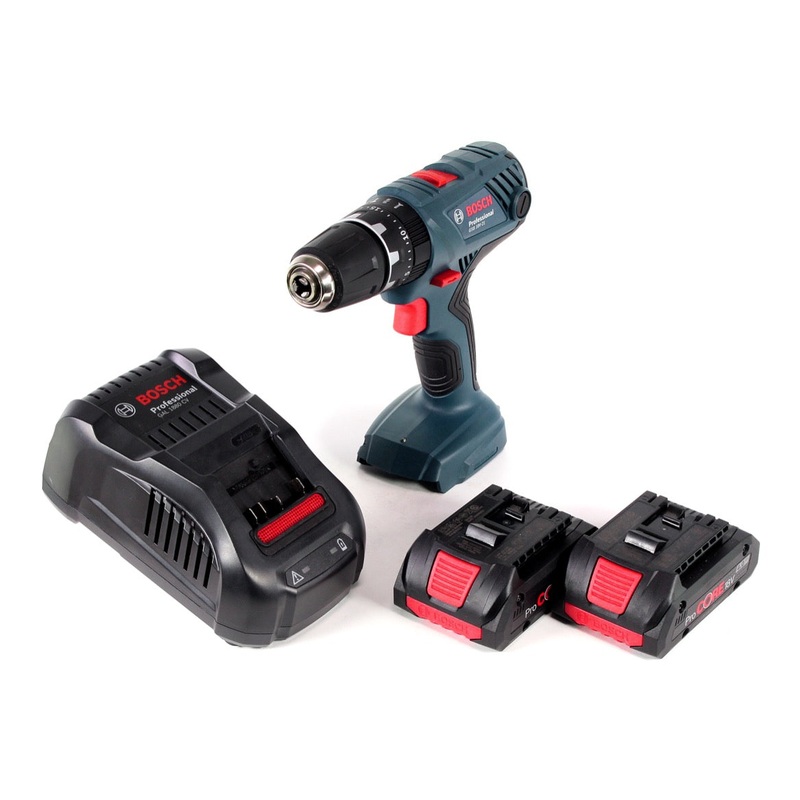 Bosch Professional Taladro percutor inalmbrico GSB 18V-21 18V 55Nm + 2x batera ProCORE 4.0Ah + cargador rpido