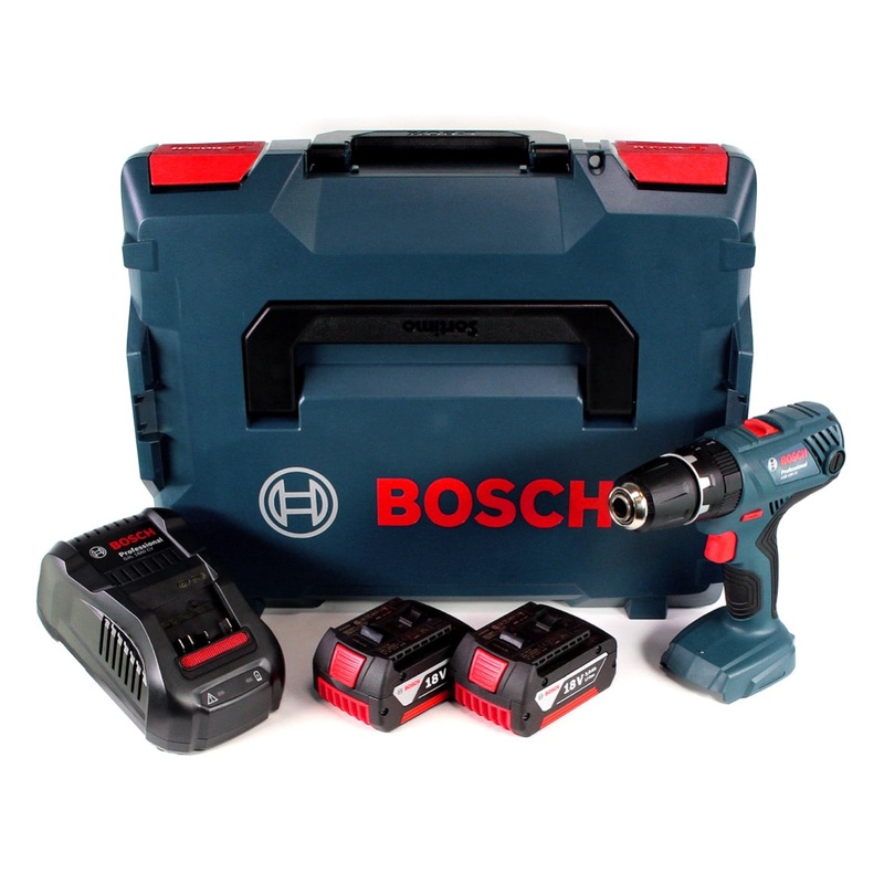 Bosch Professional Taladro percutor inalmbrico GSB 18V-21 18V 55Nm + 2x bateras 3.0Ah + cargador + L-Boxx