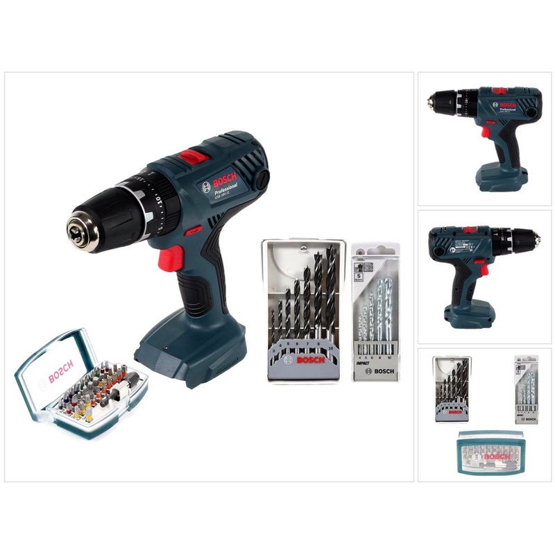 Bosch Professional Taladro percutor inalmbrico GSB 18V-21 18V 55Nm + 44 piezas. Juego de brocas y brocas - sin batera, sin cargador