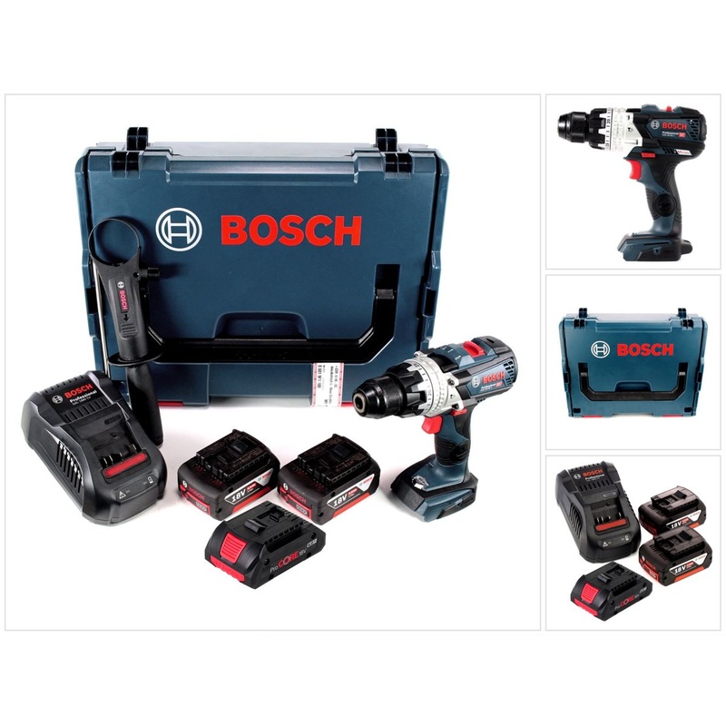 Bosch Taladro percutor inalmbrico GSB 18V-85 C 18V 85Nm 1/2" sin escobillas + 2x batera 5,0Ah + 1x batera ProCore 4,0Ah + cargador + L-Boxx