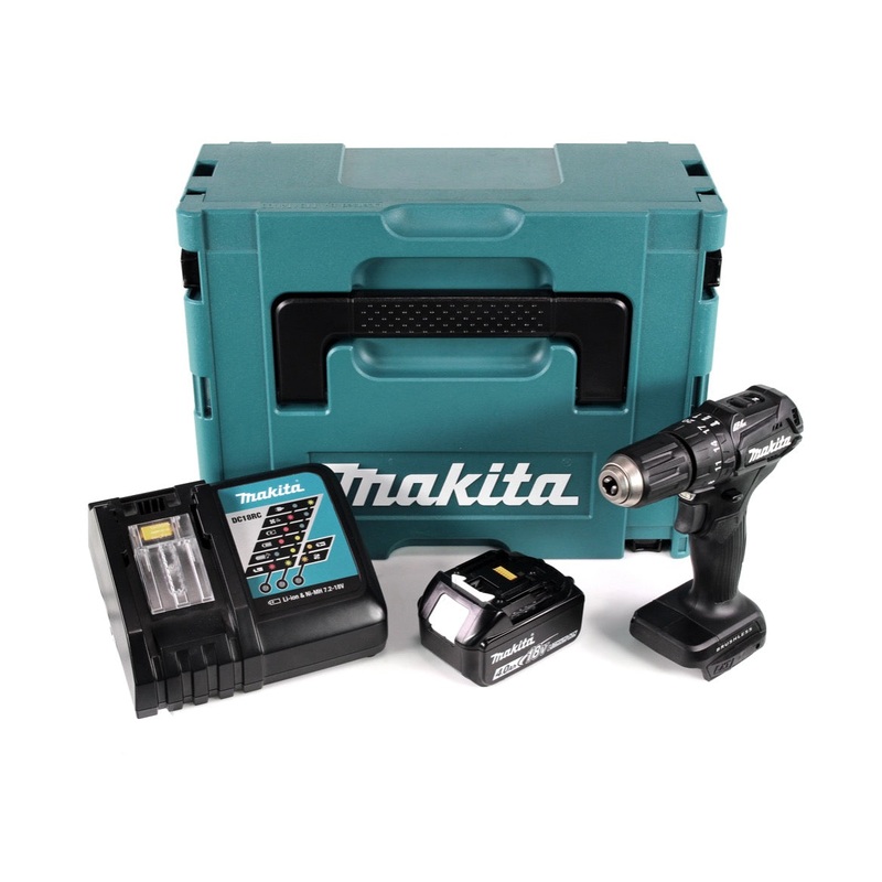 Makita DHP 483 RM1JB taladro percutor inalmbrico 18 V 40Nm negro en Makpac + 1x batera 4.0Ah + cargador