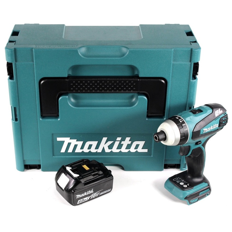 Makita DTP 141 M1J destornillador quadro inalmbrico 18V 150Nm sin escobillas + 1x batera 4.0Ah + Makpac - sin cargador