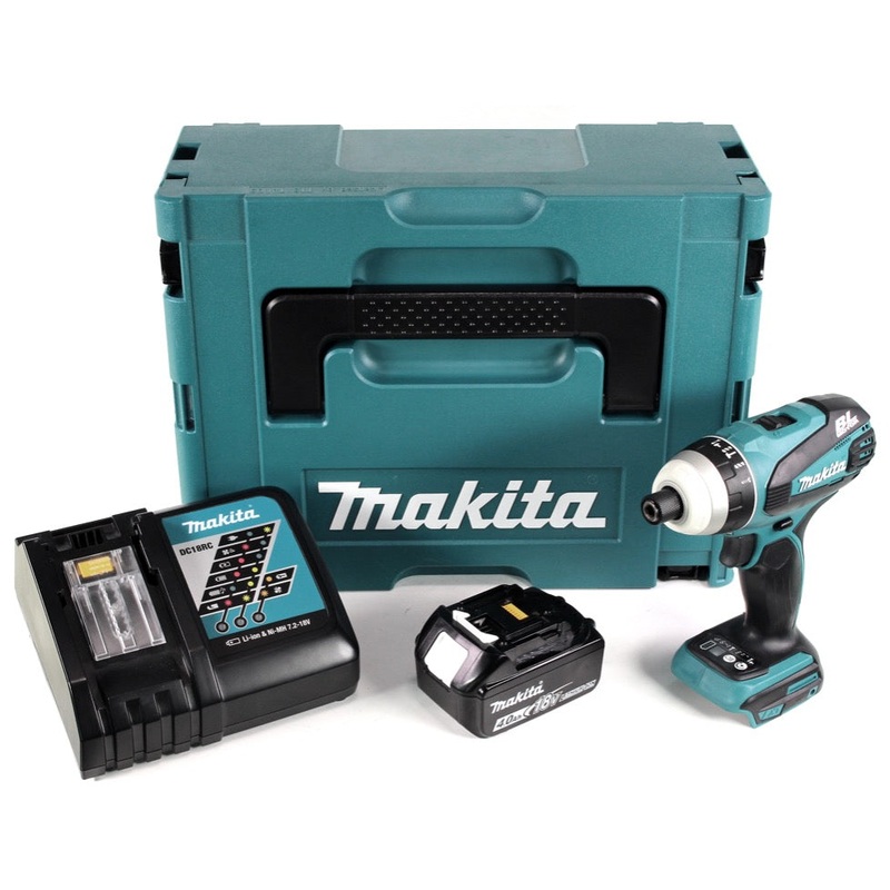 Makita DTP 141 RM1J destornillador quadro inalmbrico 18V 150Nm sin escobillas + 1x batera 4.0Ah + cargador + Makpac