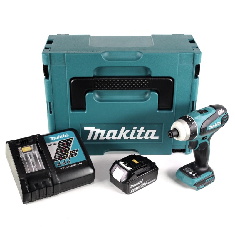 Makita DTP 141 RT1J destornillador quadro inalmbrico 18V 150Nm sin escobillas + 1x batera 5.0Ah + cargador + Makpac