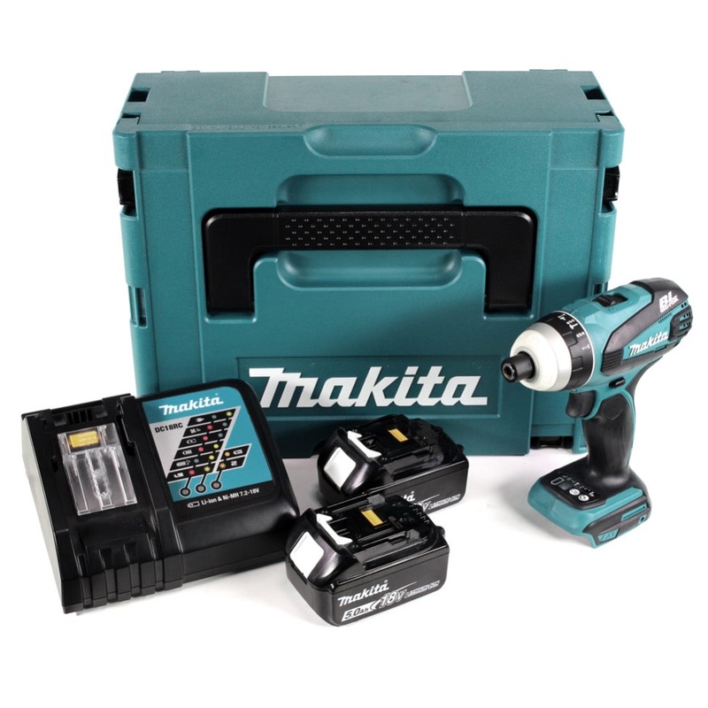Makita DTP 141 RTJ destornillador quadro inalmbrico 18V 150Nm sin escobillas + 2x bateras 5.0Ah + cargador + Makpac