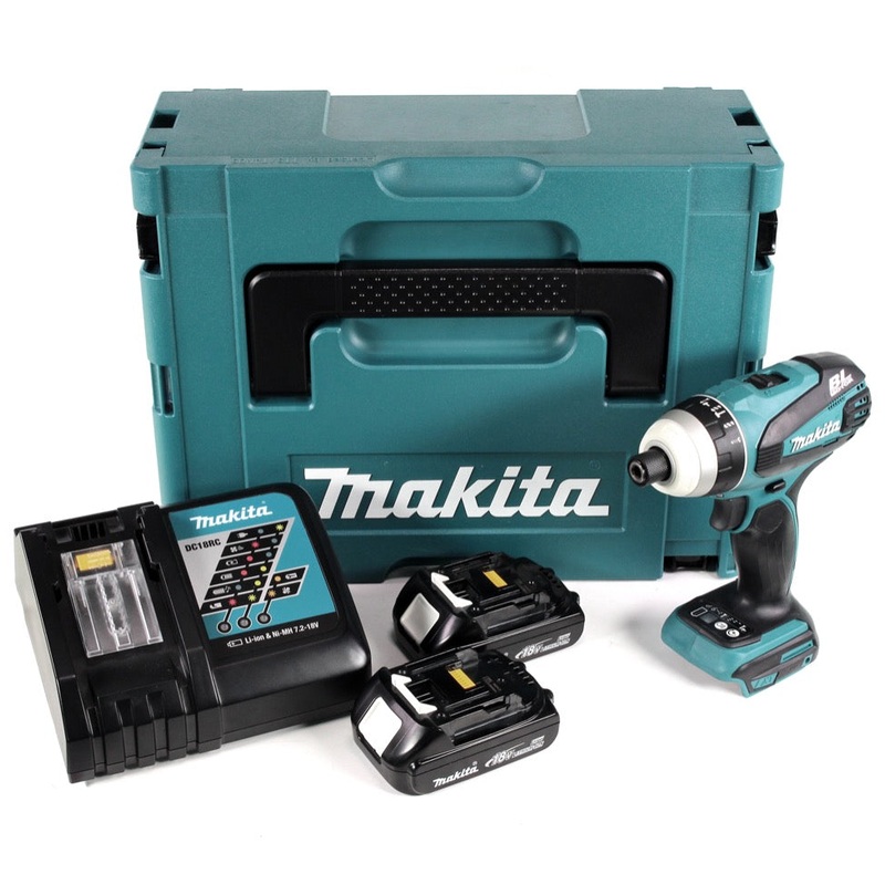 Makita DTP 141 RYJ destornillador quadro inalmbrico 18V 150Nm sin escobillas + 2x bateras 1.5Ah + cargador + Makpac