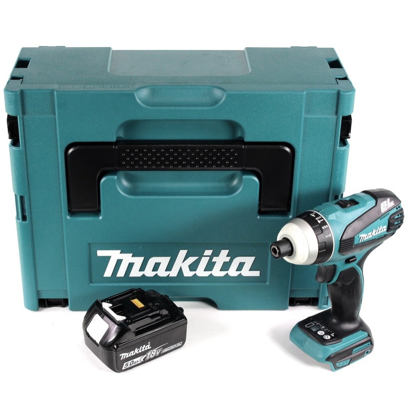 Makita DTP 141 T1J destornillador quadro inalmbrico 18V 150 Nm sin escobillas + 1x batera 5.0Ah + Makpac - sin cargador