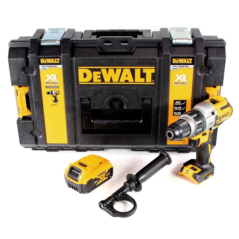 Taladro percutor inalmbrico DeWalt DCD 996 18V 95Nm sin escobillas + 1x batera 5.0Ah + Toughbox - sin cargador
