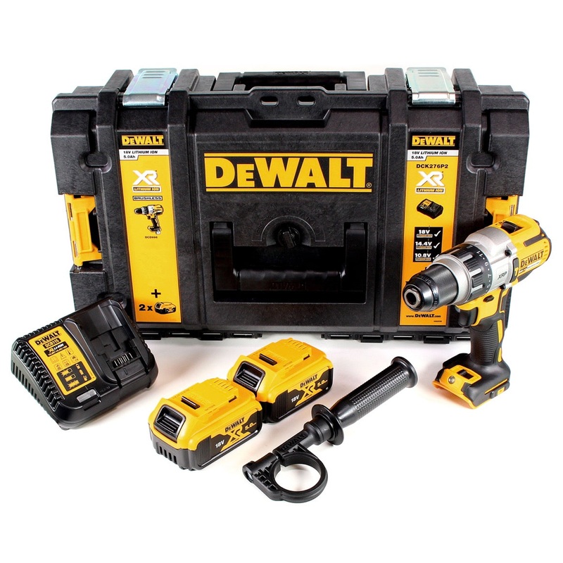 Taladro percutor inalmbrico DeWalt DCD 996 P2 18V 95Nm sin escobillas + 2x bateras 5.0Ah + cargador + caja dura