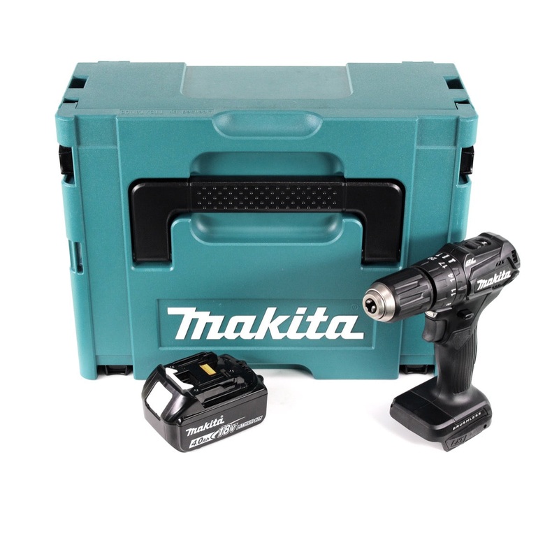 Taladro percutor inalmbrico Makita DHP 483 M1JB 18 V 40 Nm negro en Makpac + 1 batera de 4,0 Ah - sin cargador