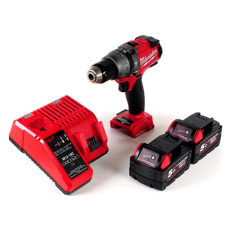 Taladro percutor Milwaukee M18 ONEPD-502C con batera Li-Ion con innovadora funcin One Key Bluetooth + 2x bateras B5 5.0 Ah + cargador