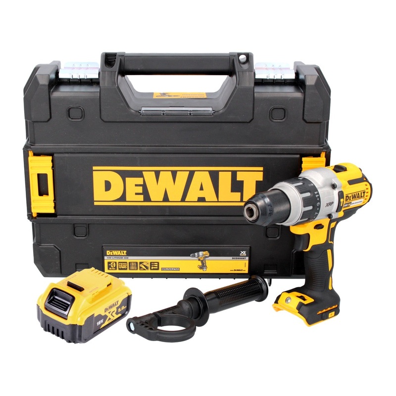 Taladro percutor inalmbrico DeWalt DCD 996 NT 18 V 95 Nm sin escobillas + 1x batera 5,0 Ah + TSTAK - sin cargador