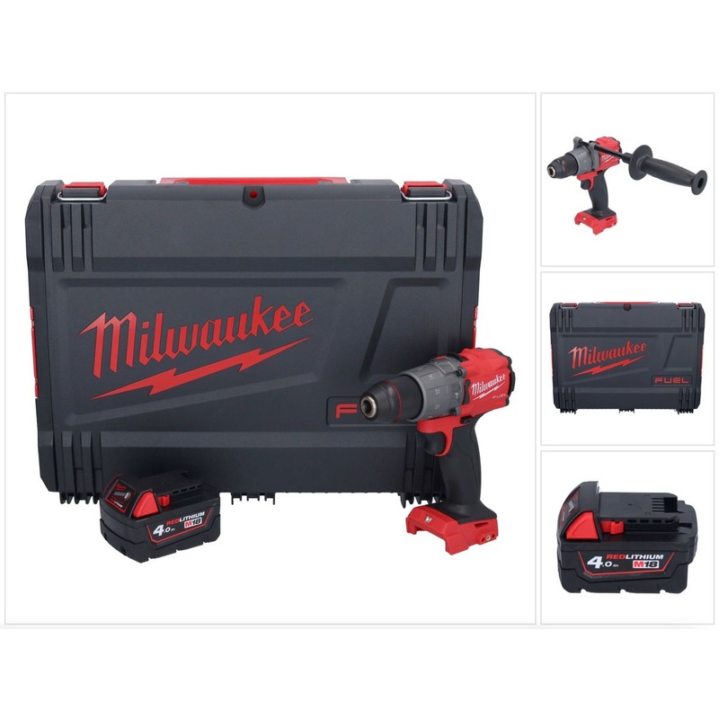 Taladro percutor inalmbrico Milwaukee M18 FPD2-401X 18 V 135 Nm sin escobillas + 1x batera 4,0 Ah + caja HD - sin cargador