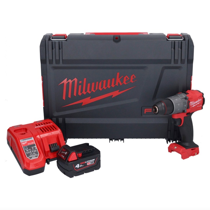 Taladro percutor inalmbrico Milwaukee M18 FPD2-401X 18 V 135 Nm sin escobillas + 1x batera 4,0 Ah + cargador + caja HD