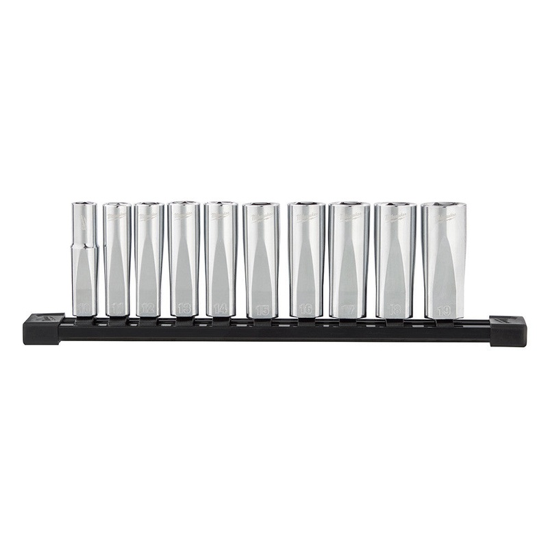10pc 3/8 in. Metric Deep Well Sockets with FOUR FLAT Sides