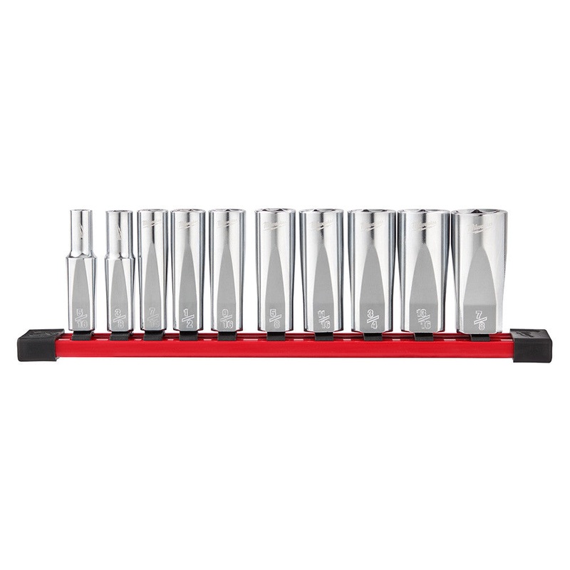10pc 3/8 in. SAE Deep Well Sockets with FOUR FLAT Sides