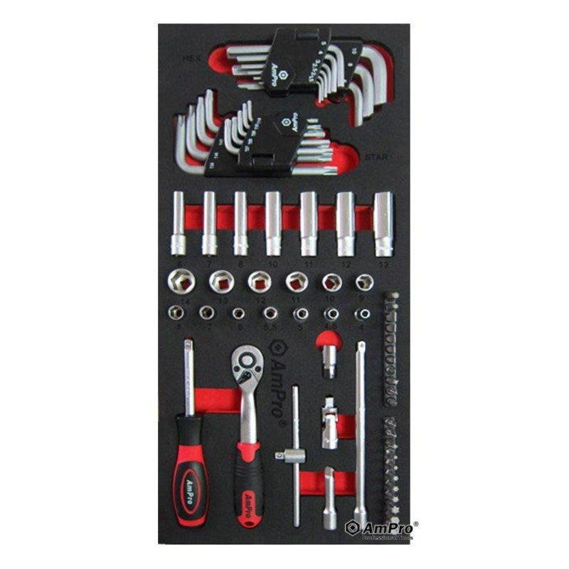 AmPro T45066 1/4"Dr Socket Set 67pc VA Tray