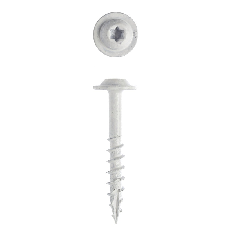 Big Timber 1GDW7114W #7x1-1/4 White Garage Door Weather Strip Star Drive Round Washer Head Screws, 222/Box