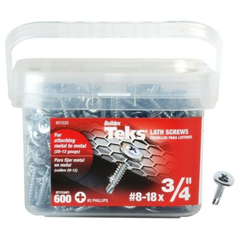 Teks 21525 #8x3/4 Phillips Drive Pan Head Zinc Steel Specialty Screws, 600/Box