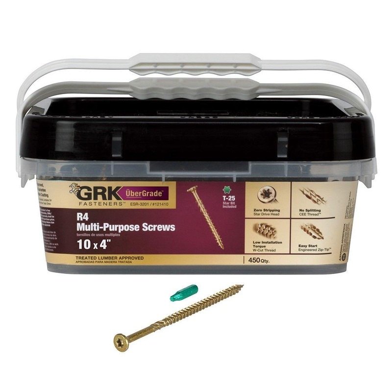 GRK 121410 R4 T-25 Multi-Purpose Framing/Decking Screws, 10 by 4", Steel, Flat