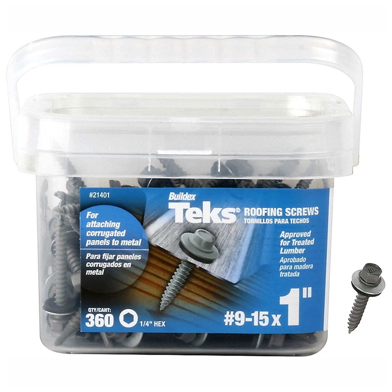 Teks 21401 #9 x 1 in. HEX WASHER HEAD SHARP PT METAL-TO-WOOD ROOFING SCREWS 360CT