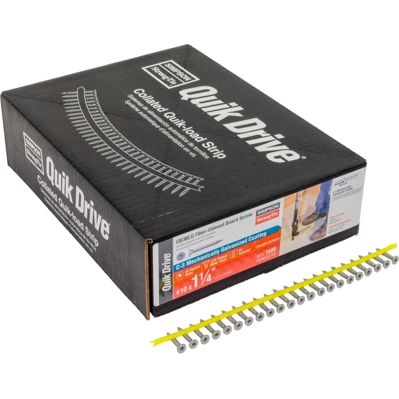 Simpson CB3BLG114S CB3BLG Fiber-Cement Board Screw (Collated)  #10 x 1-1/4 in. #3 SQU (1500-Qty)