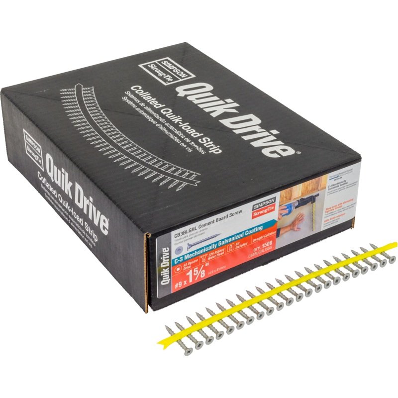 Simpson CB3BLGHL158S CB3BLGHL Fiber-Cement Board Screw (Collated) #9 x 1-5/8 in. #3 SQU (1500-Qty)