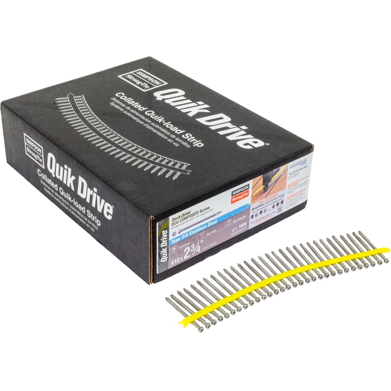 Simpson DCU234S316 Deck-Drive DCU COMPOSITE Screw (Collated)  #10 x 2-3/4 in. Type 316 (1000-Qty)