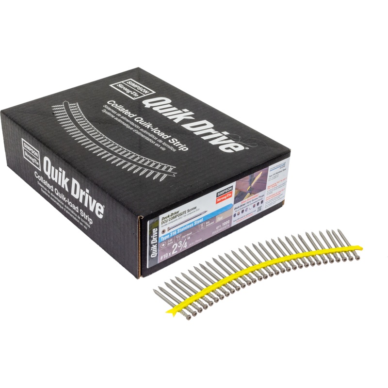 Simpson DCU234S316TN Deck-Drive DCU COMPOSITE Screw (Collated)  #10 x 2-3/4 in. Type 316, Tan (1000-Qty)