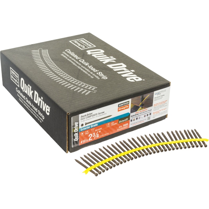 Simpson DCU234SBR01 Deck-Drive DCU COMPOSITE Screw (Collated)  #10 x 2-3/4 in. Quik Guard Brown 01 (1000-Qty)
