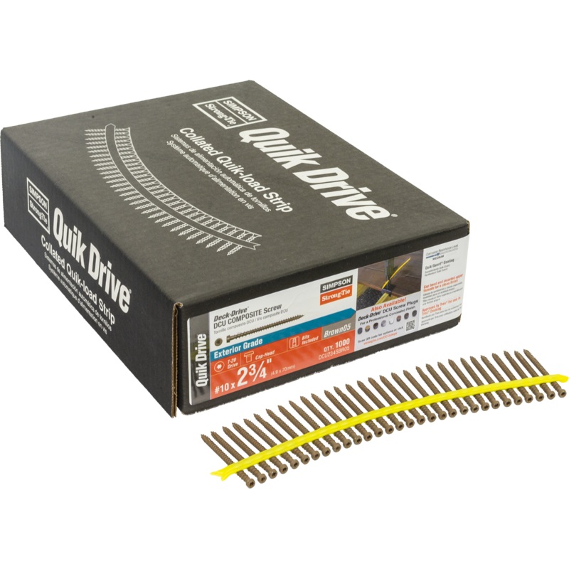 Simpson DCU234SBR05 Deck-Drive DCU COMPOSITE Screw (Collated)  #10 x 2-3/4 in. Quik Guard Brown 05 (1000-Qty)
