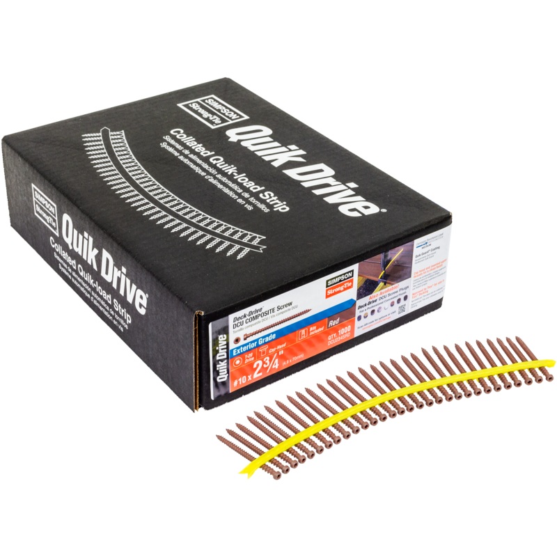 Simpson DCU234SRD Deck-Drive DCU COMPOSITE Screw (Collated)  #10 x 2-3/4 in. Quik Guard Red (1000-Qty)