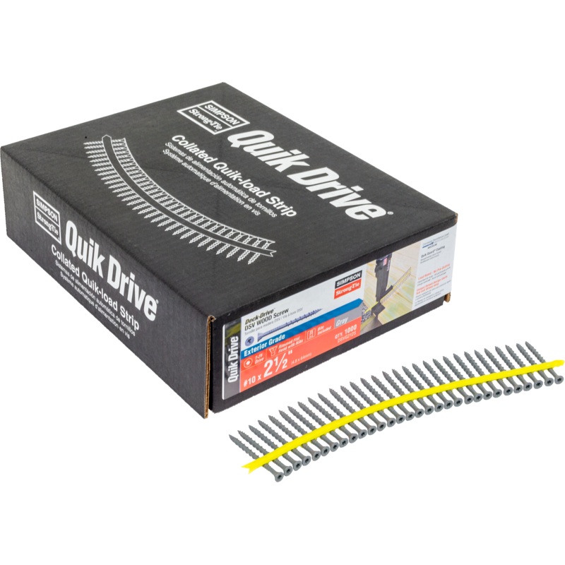 Simpson DSVG212S Deck-Drive DSV WOOD Screw (Collated)  #10 x 2-1/2 in. T25 6-Lobe, Gray (1000-Qty)