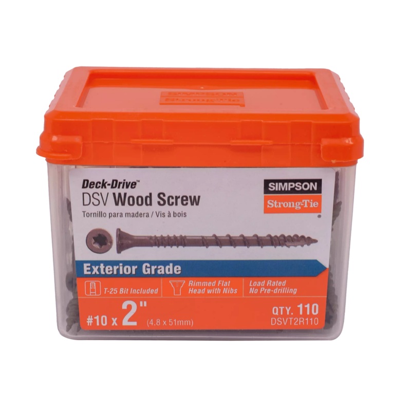 Simpson DSVT2R110 Deck-Drive DSV WOOD Screw  #10 x 2 in. T25, Flat Head, Quik Guard, Tan (110-Qty)
