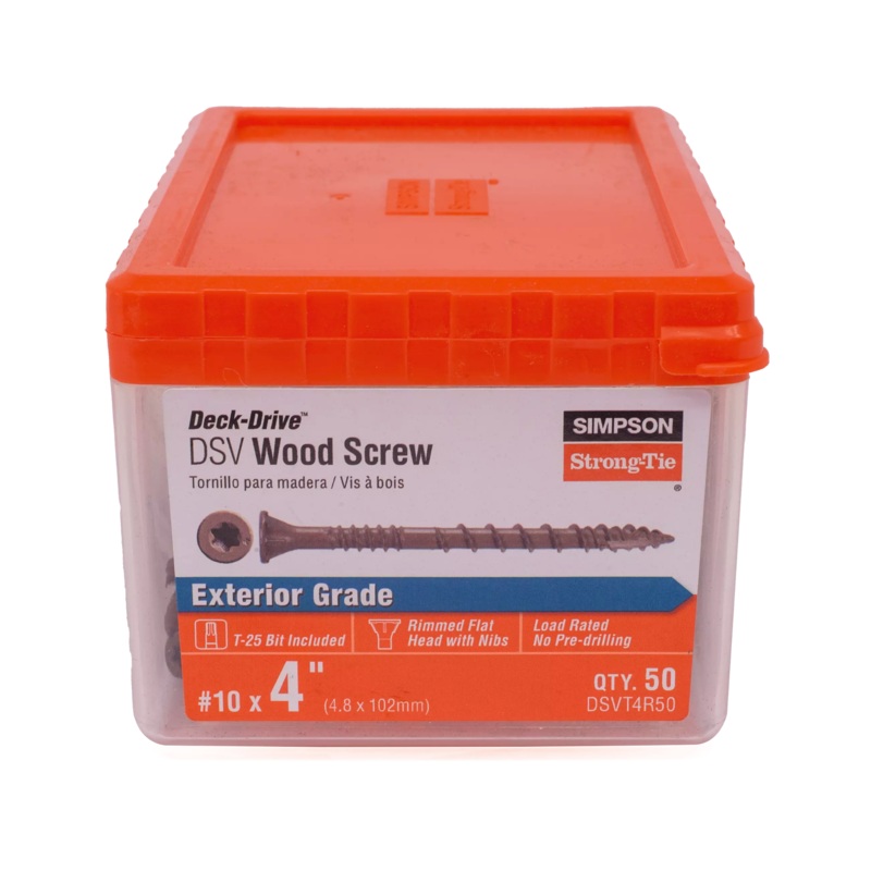 Simpson DSVT4R50 Deck-Drive DSV WOOD Screw  #10 x 4 in. T25, Flat Head, Quik Guard, Tan (50-Qty)
