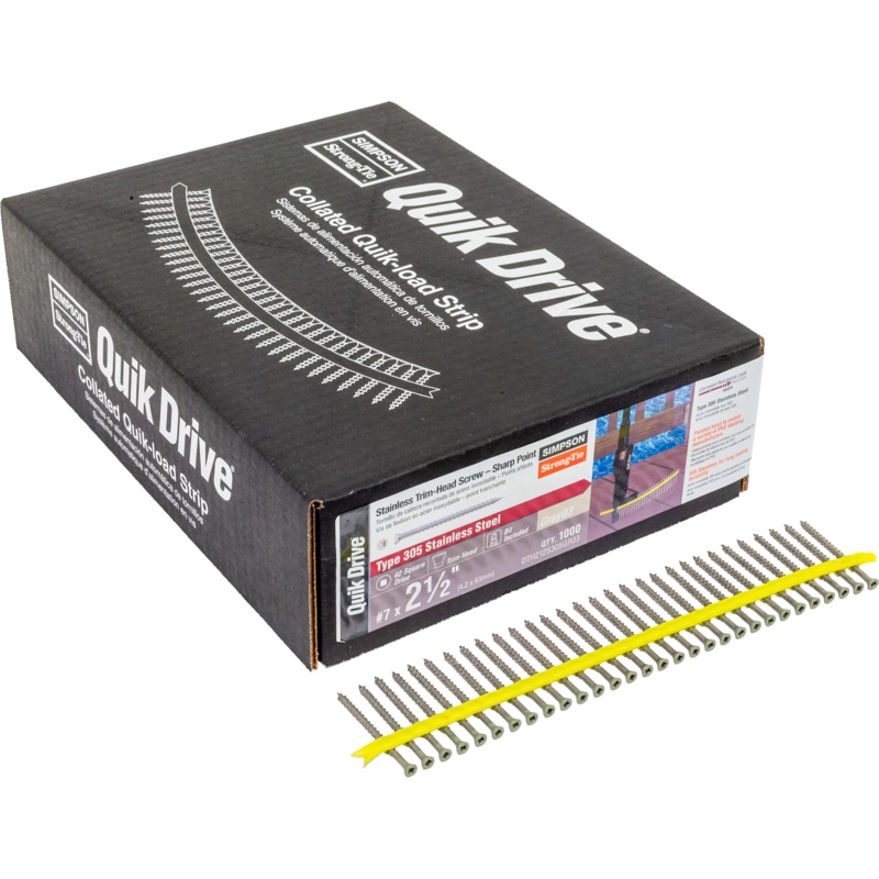 Simpson DTH212S305GR03 Trim-Head Screw  Sharp Point (Collated)  #7 x 2-1/2 in. #2 Square Type 305 Gray 03 (5-Qty)