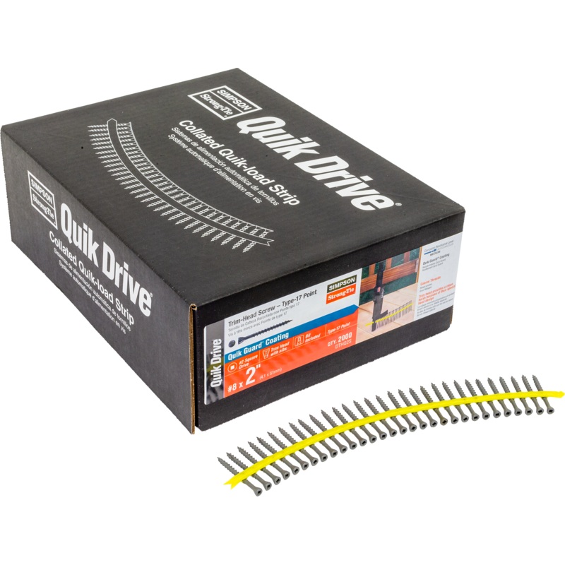 Simpson DTHQ2S Trim-Head Screw, Type-17 Point  #8 x 2 in. #2U Square Drive, Quik Guard (2000-Qty)