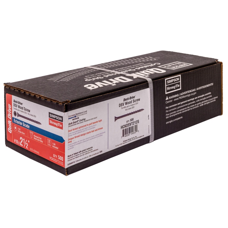 Simpson HCKDSVT212S Deck-Drive DSV WOOD Screw (Collated)  #10 x 2-1/2 in. T25 6-Lobe, Tan (500-Qty)
