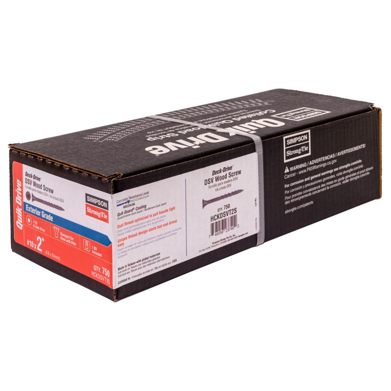 Simpson HCKDSVT2S Deck-Drive DSV WOOD Screw (Collated)  #10 x 2 in. T25 6-Lobe, Tan (750-Qty)