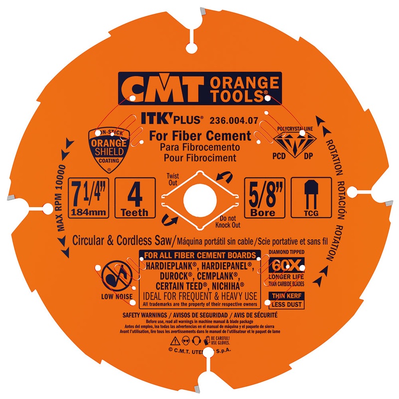 CMT 236.006.10 ITK PLUS Diamond Saw Blade for Fiber Cement Products, 10-Inch x 6 Trapezoidal Teeth with 5/8-Inch Bore, PTFE Coating