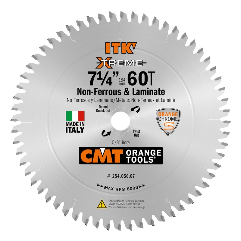 CMT 254.056.07 ITK Industrial Non-Ferrous Metal and Melamine Blade and 7-1/4-Inch Diameter by 56 Teeth with 5/8-Inch Bore, PTFE-Coated