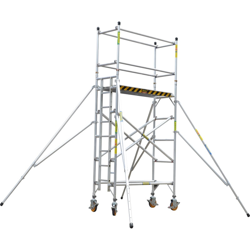 XG Aluminium 4.5m Stand Platform Height Scaffolding Single Width Ladder Tower | Model : L-XG178S-4.5M