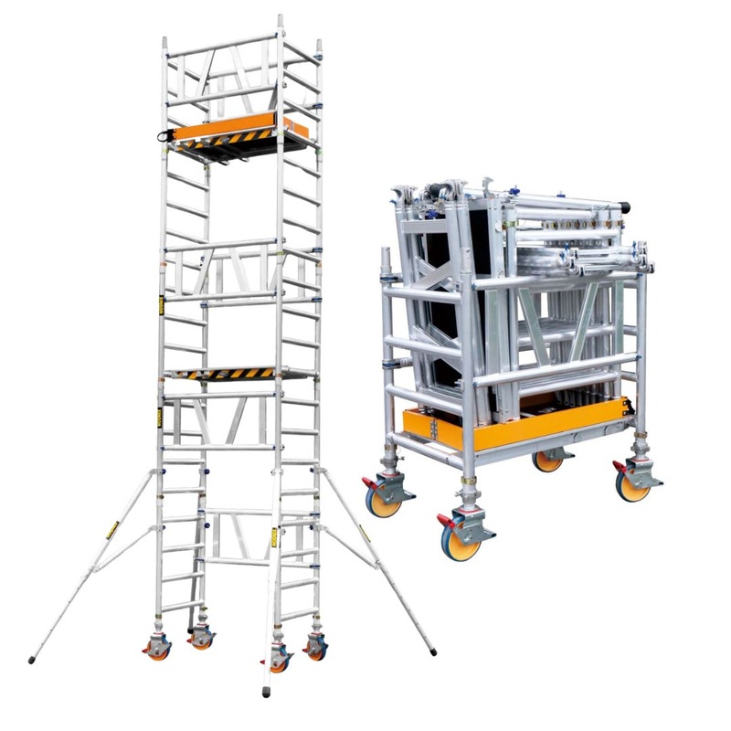 XG MINI Aluminium 4.3m Total Height Scaffolding Single Width Ladder Tower | Model : L-XG178MINI-4.3M