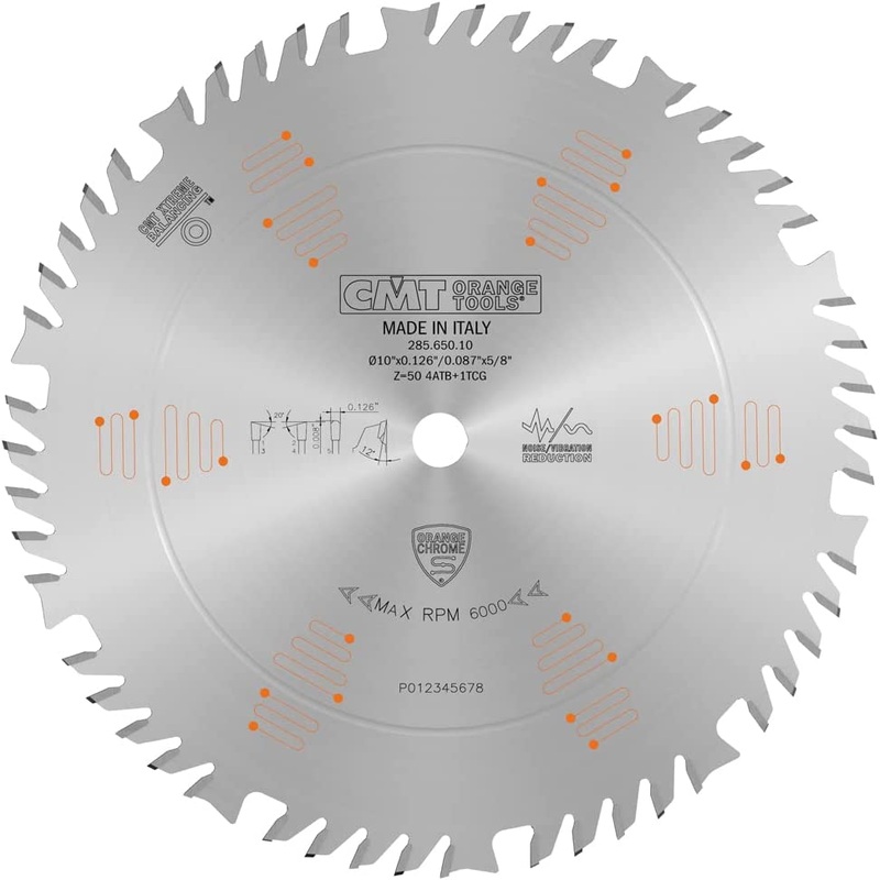 CMT 285.650.10 Orange Chrome Combination Blade 10" x T50 ATB+TCG