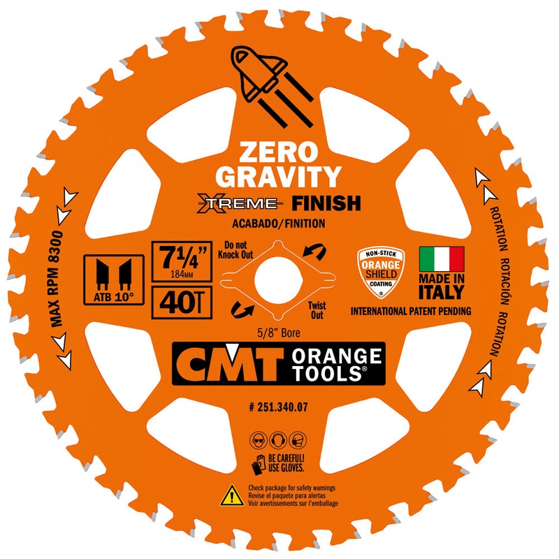 CMT Orange Tool 251.340.07 FINISH ZERO GRAVITY 7-1/4x0.070/0.048x5/8