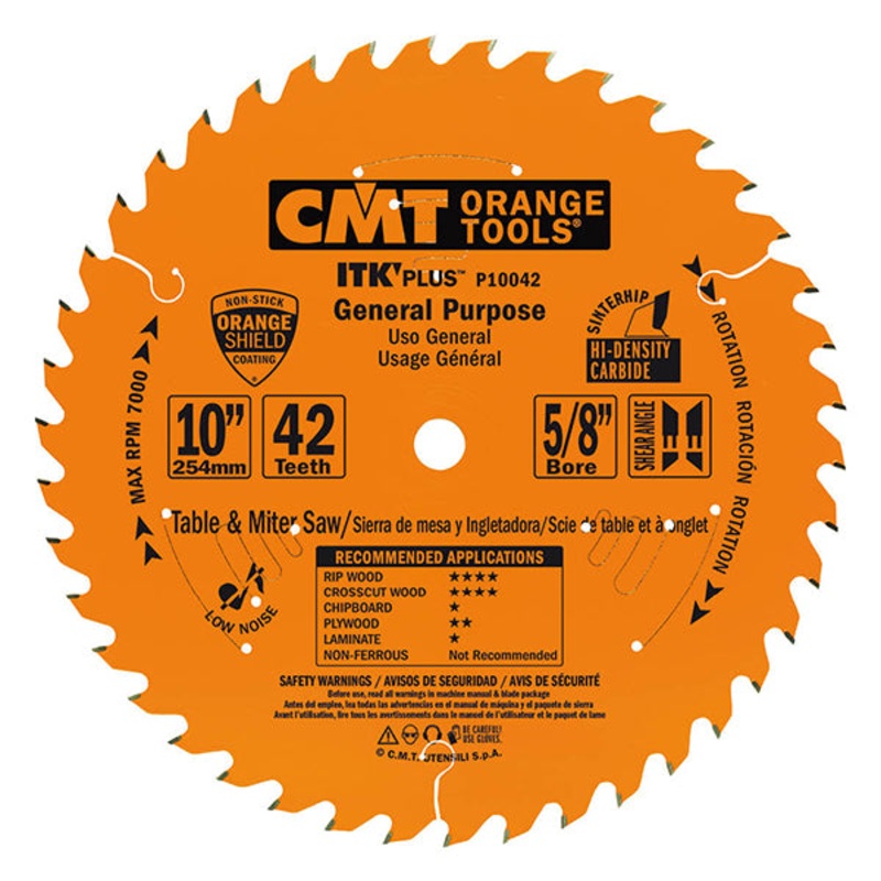 CMT P12042 ITK Plus General Purpose Saw Blade, 12 x 42 Teeth, 10 ATB+Shear with 1-Inch bore