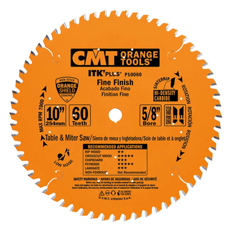 CMT P12072 ITK Plus Finish Saw Blade, 12 x 72 Teeth, 10 ATB+Shear with 1-Inch bore