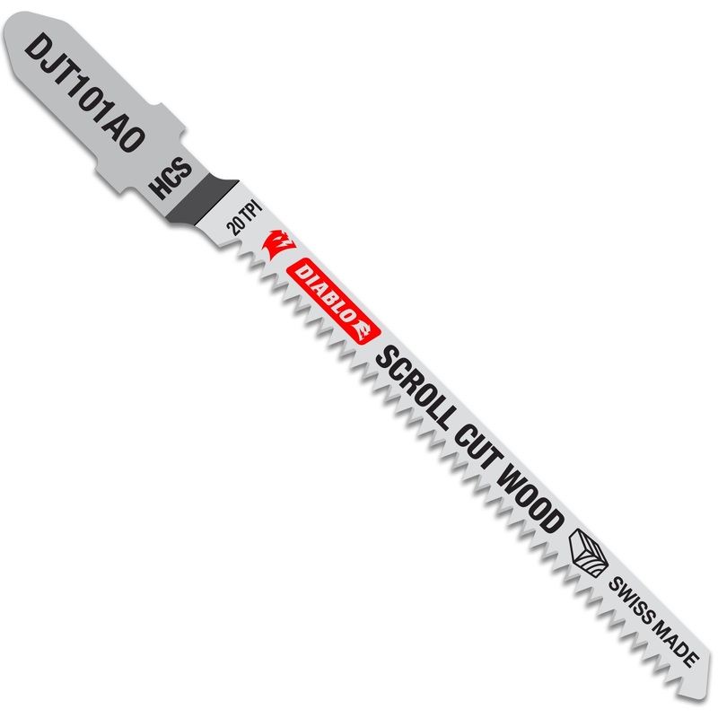 Diablo DJT101AO5 3-1/4 in. 20 TPI High Carbon Steel T-Shank Jig Saw Blades for Scroll Cuts in Wood, 5/Box