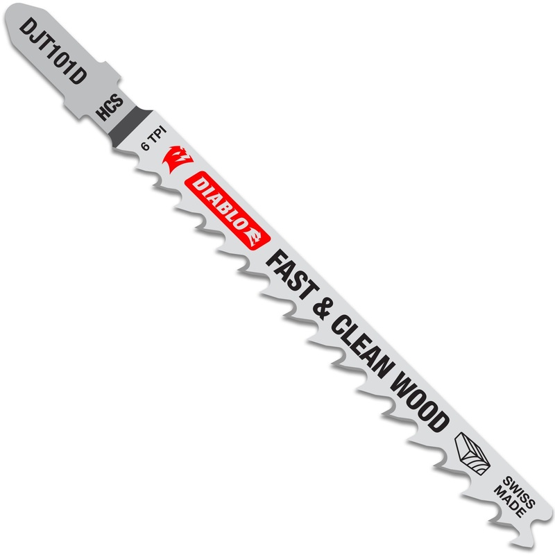 Diablo DJT101D5 4 in. 6 TPI High Carbon Steel T-Shank Jig Saw Blades for Fast Cuts in Clean Wood, 5/Box